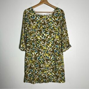J. Jill Shift Dress 3/4‎ Sleeve Boat Neck Blueberry Print Mini Dress size 8P